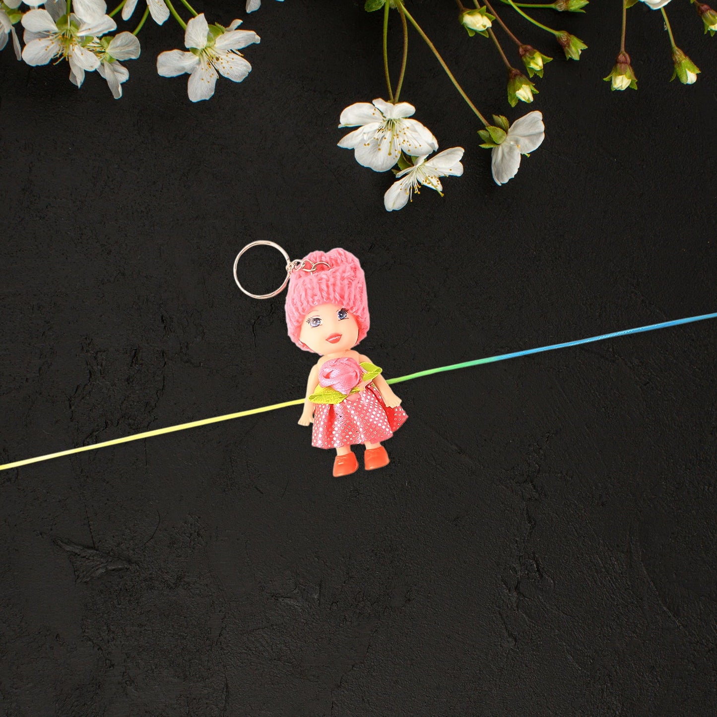 2-in-1 Kids Doll Rakhi cum Keychain – Stylish Soft Toy Rakhi for Raksha Bandhan & Daily Use as Bag or Key Ring (Mix Design)