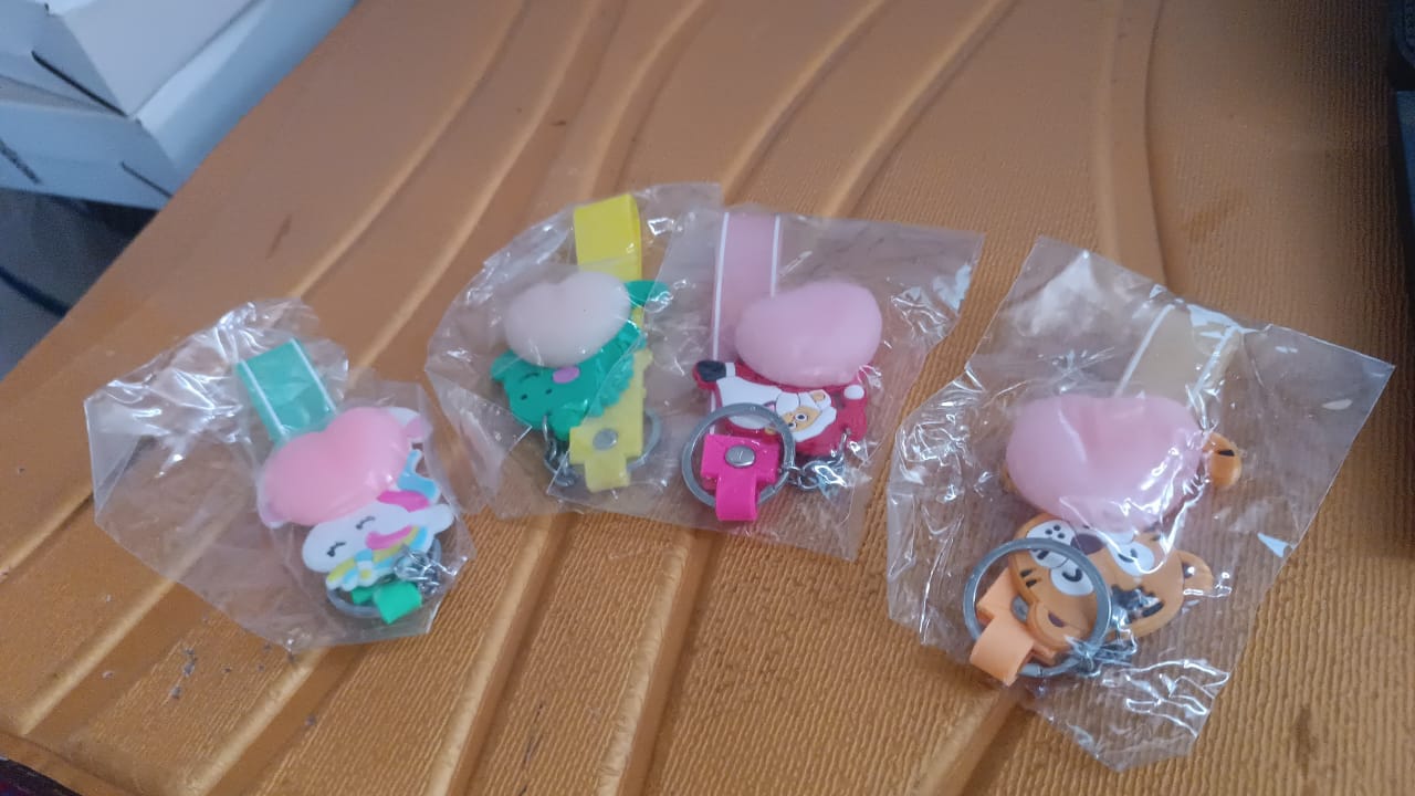 Silicone Keychain with Wrist Strap & Squeeze Toy (1 Pc Mix design)