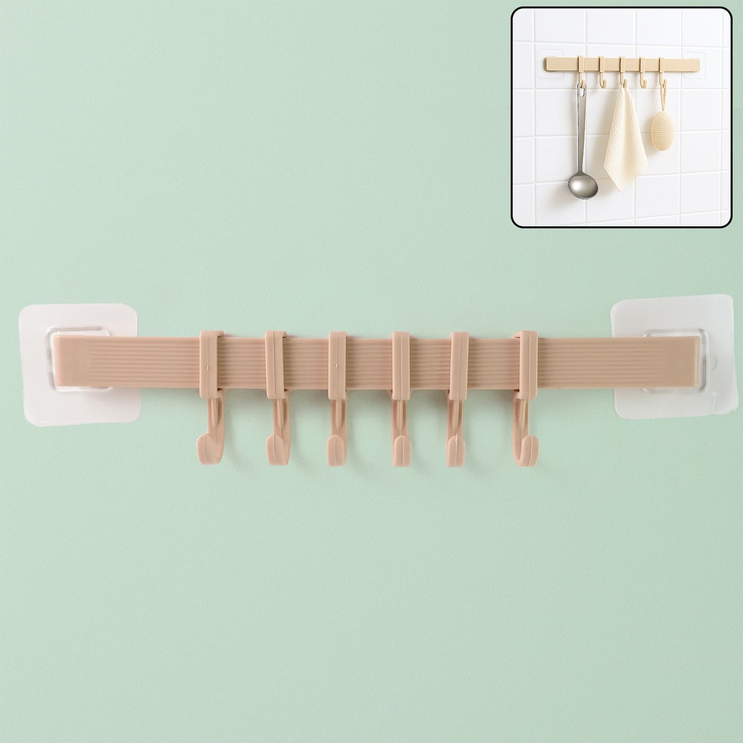 Self-Adhesive 6-Hook Wall Hanging Rack 