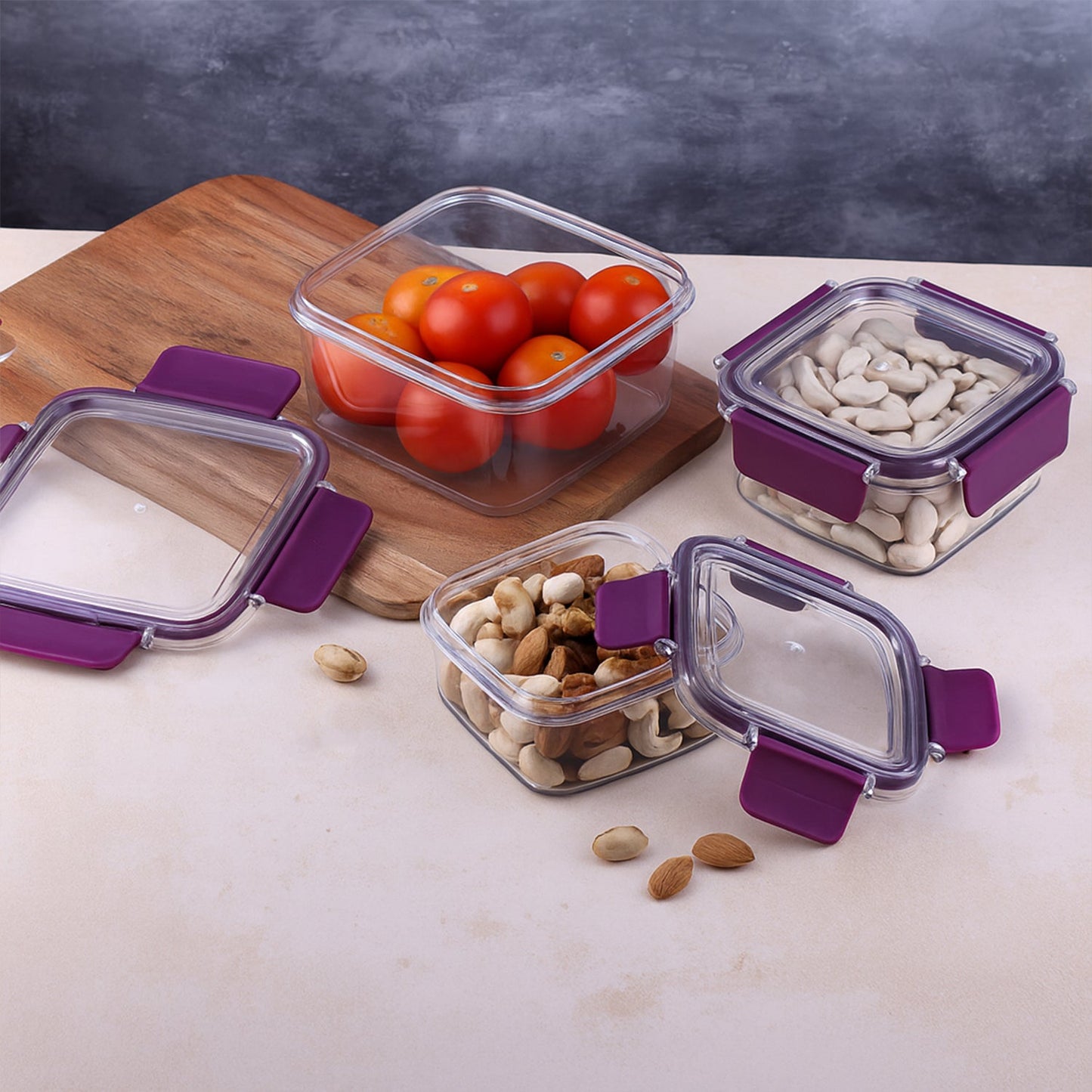 Airtight Square Food Storage Container Set (3 Pc)