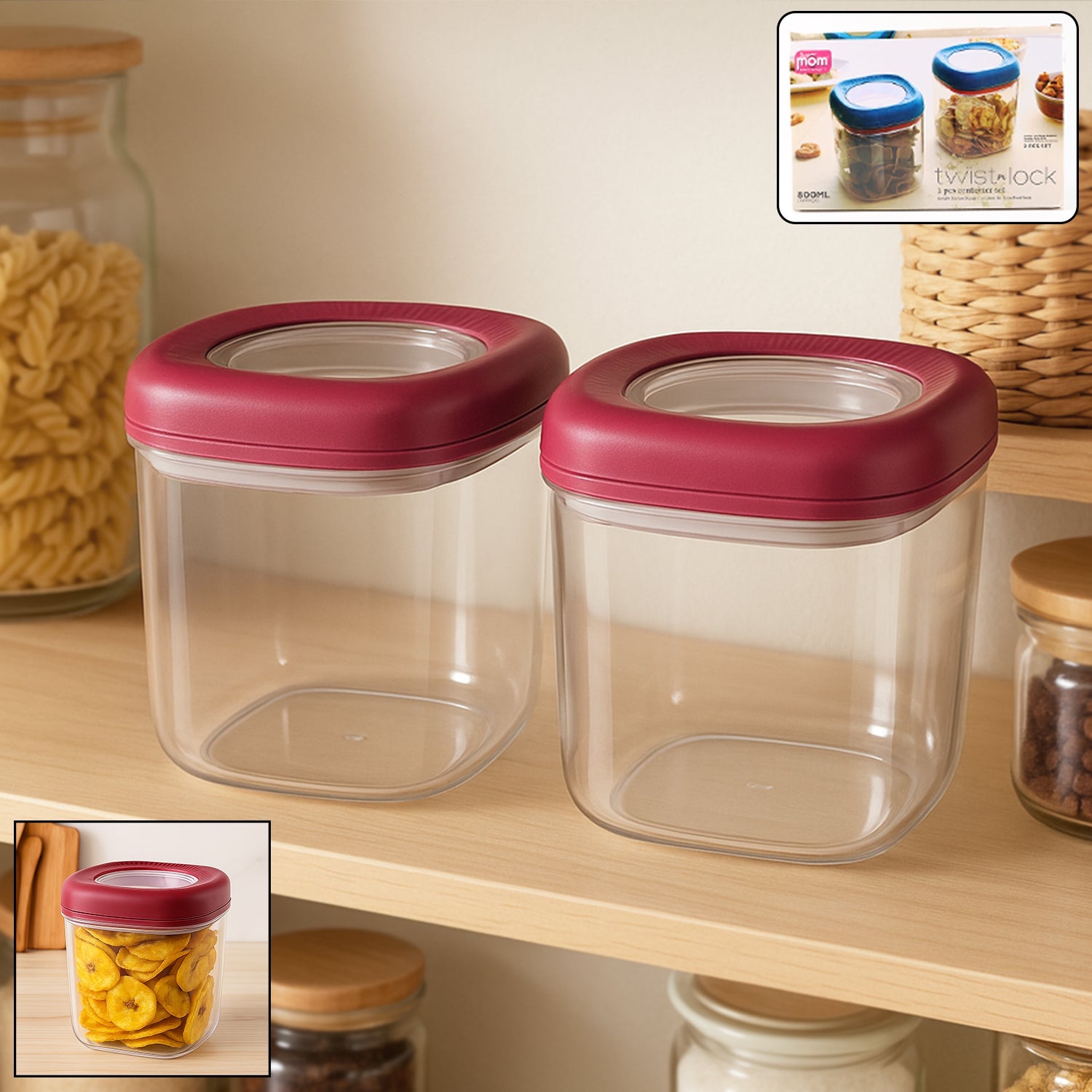 Transparent Twist Lock Kitchen Storage Container Set 