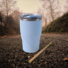 Stainless Steel Insulated Coffee Mug With Wooden Straw, Tumbler (350ml Approx)