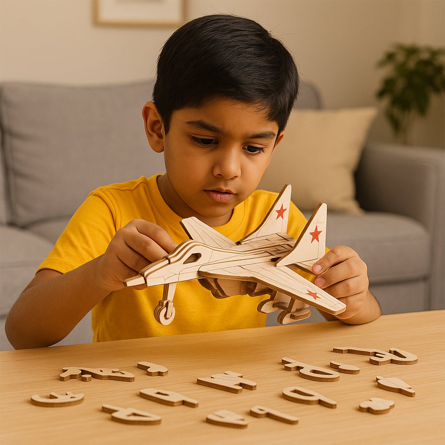 DIY Wooden Fighter Jet Puzzle