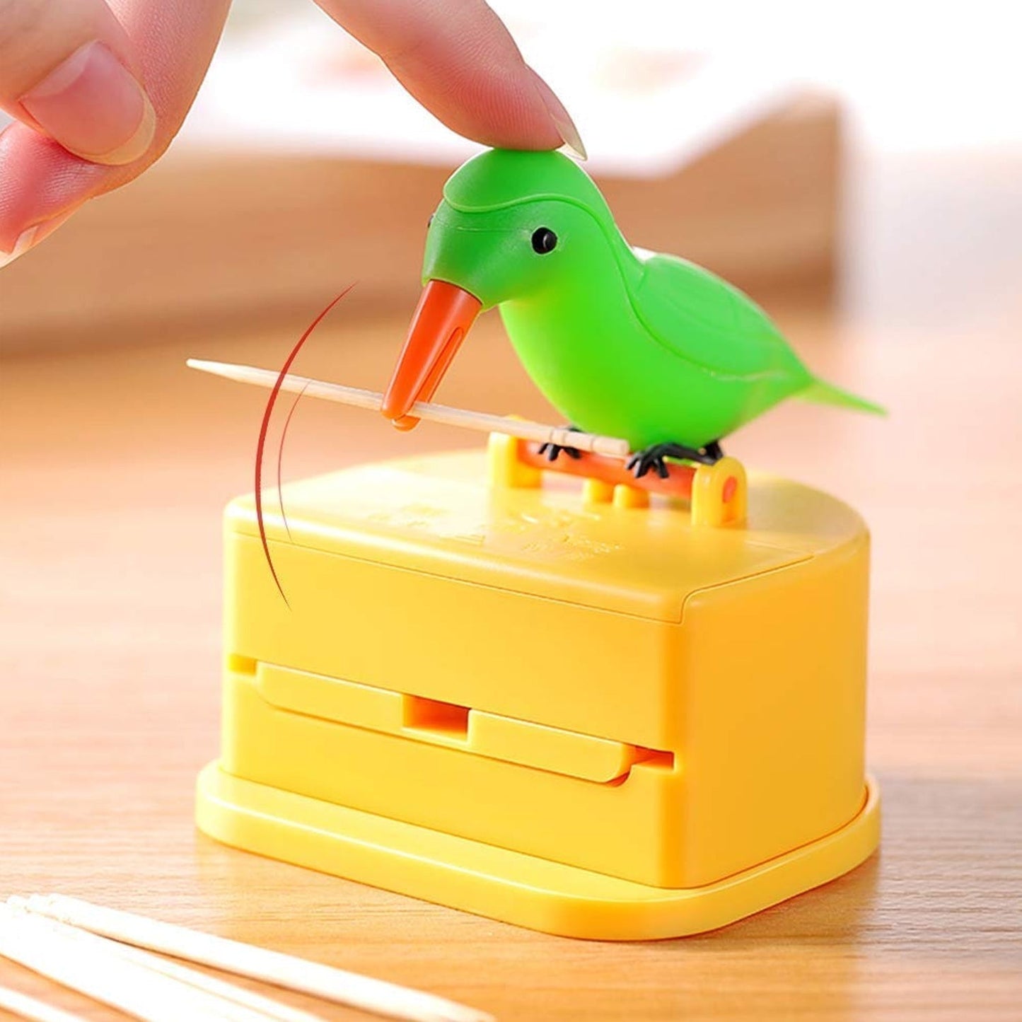 Portable Automatic Bird Toothpick Storage Box