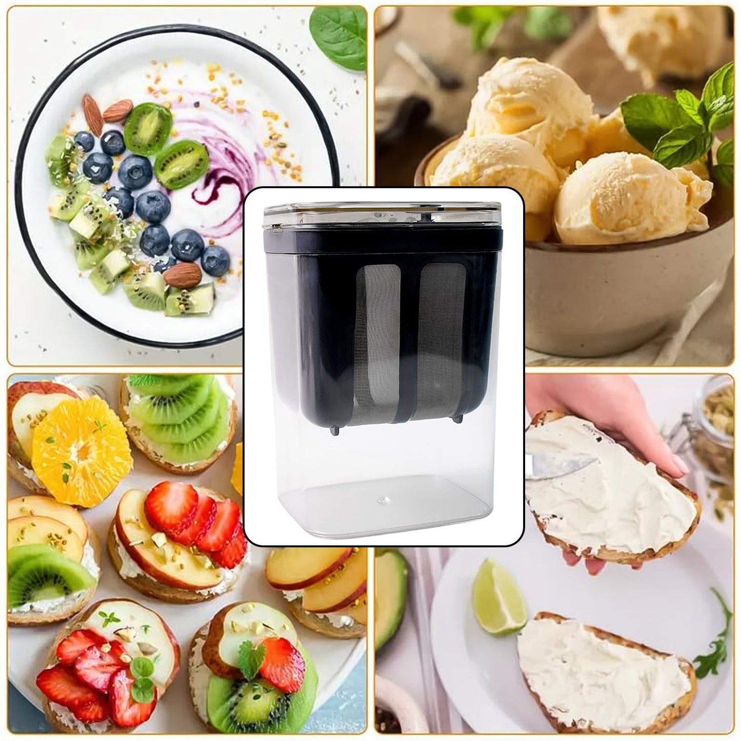 2 in 1 Yogurt Strainer with Storage Box – 1100ml (Plastic + Steel)