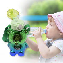 Cute Plastic Water Bottle with Strap & Stickers | Kids School Water Bottle with Straw (1 Pc)
