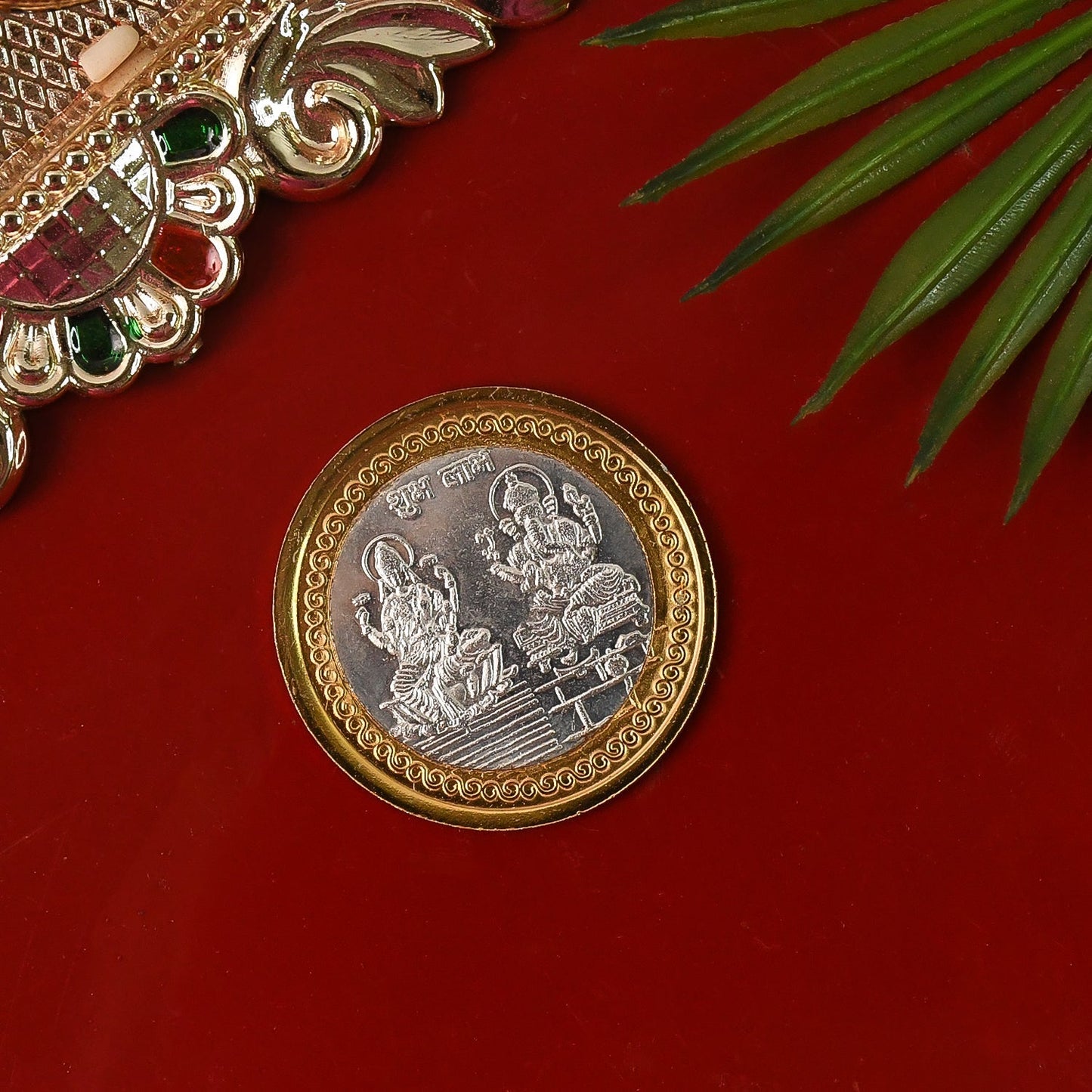 Premium Dual Finish Lakshmi Ganesh Coin for Pooja
