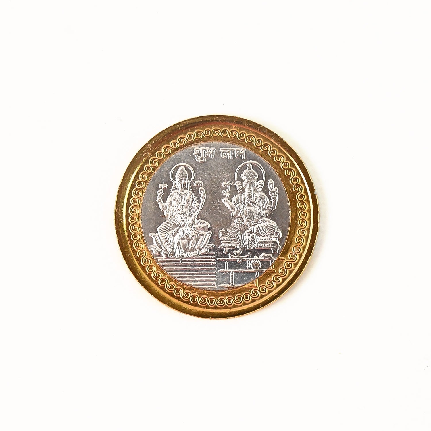 Festive Gold-Silver Lakshmi Ganesh Souvenir Coin