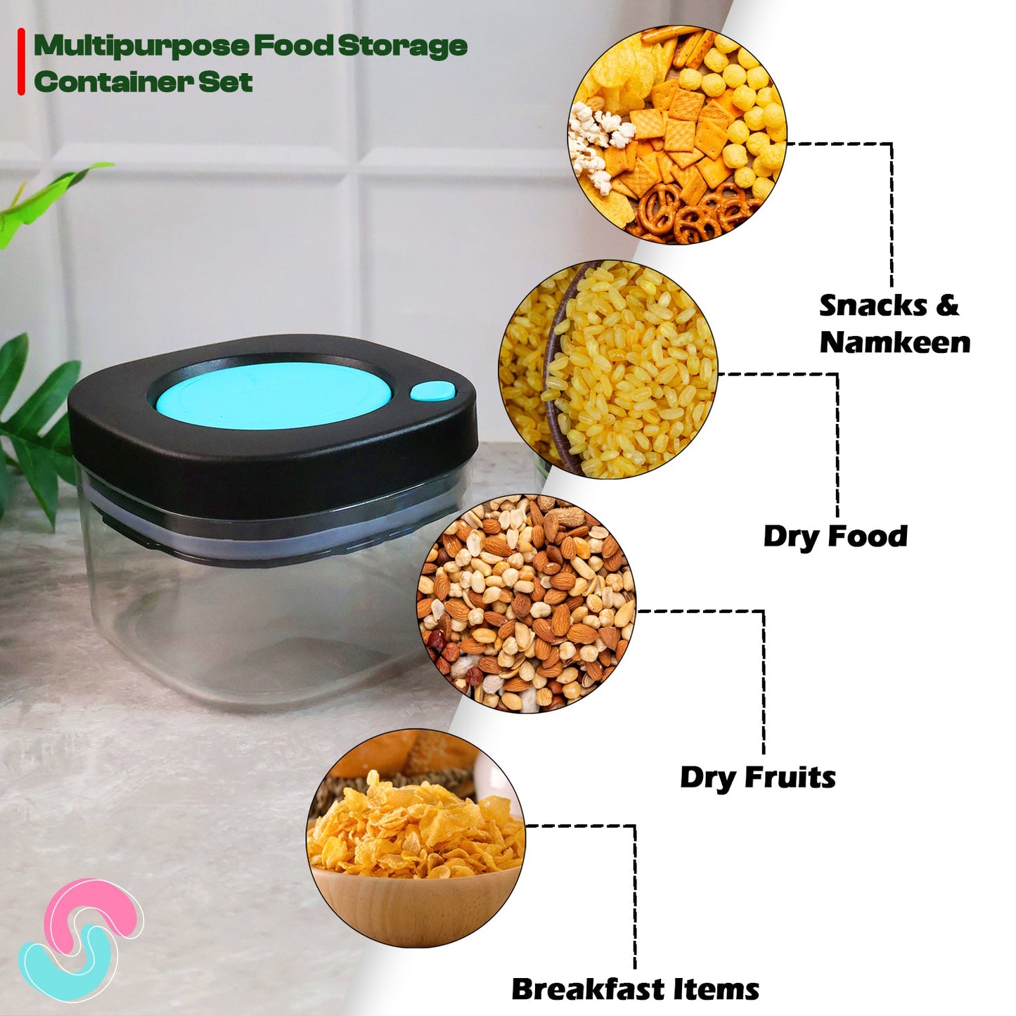 Supermom Airtight Kitchen Storage Containers – (2 Pc Set / 500 ml)