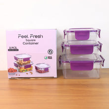 Airtight Square Food Storage Container Set (3 Pc)