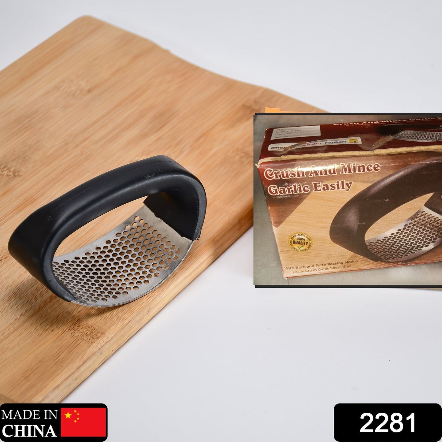 Stainless Steel Garlic Presser  / Crusher (Multicolor)