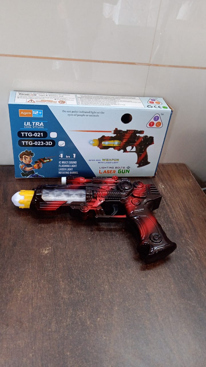 TTG LED Flashing Sound Laser Toy Gun – Battery Operated Space Gun with Lights & Music