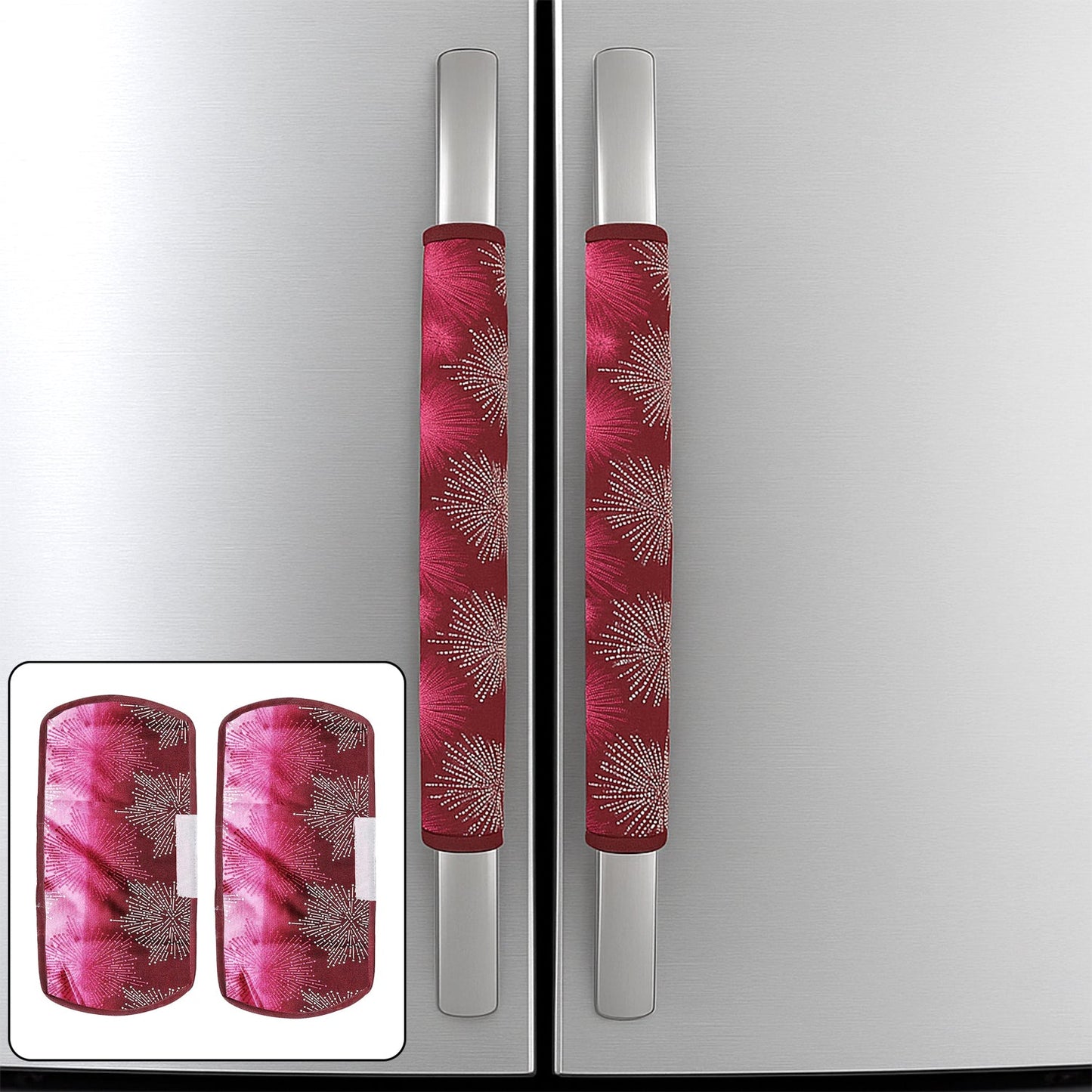 Fridge Cover Handle Cover Polyester High Material Cover For All Fridge Handle Use ( Set Of 2 Pcs ) Multi Design