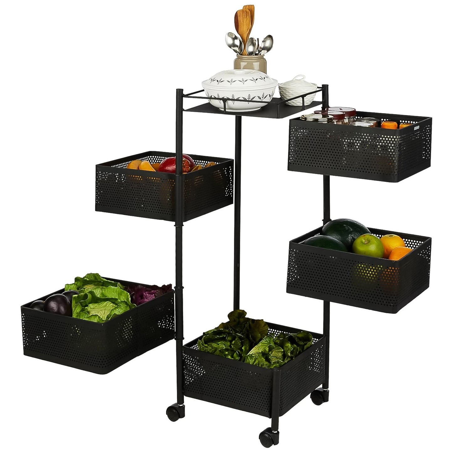 5 Layer Multipurpose Kitchen Storage Trolley with Wheels