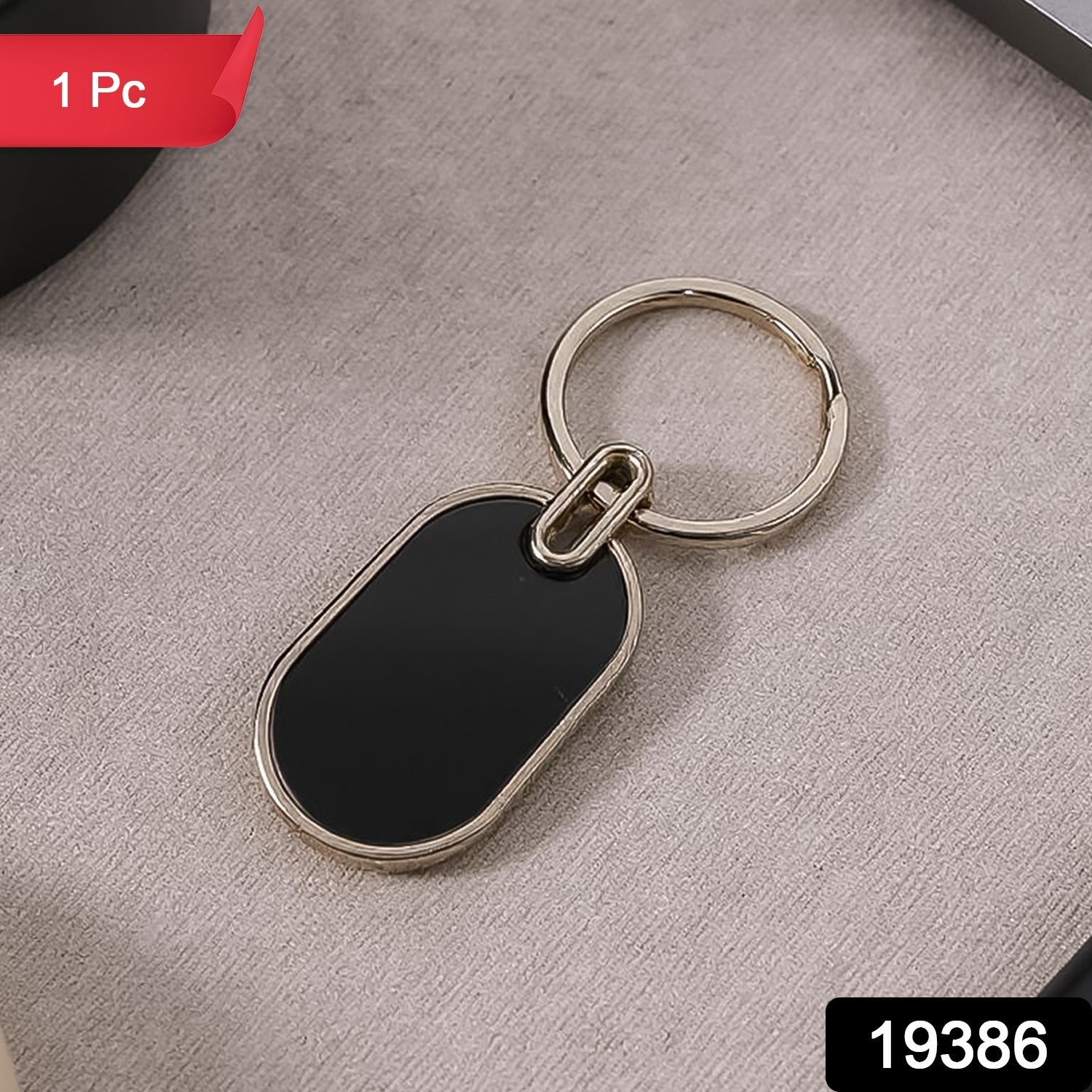 Twin Tone Sleek Oval Keychain