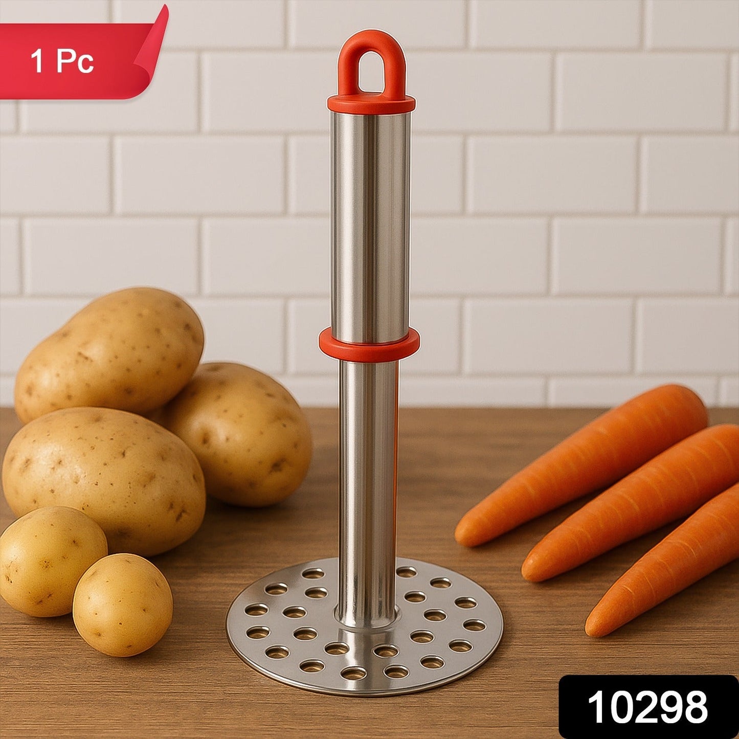 Stainless Steel Potato Masher with Ergonomic Handle (17cm / 1 Pc)