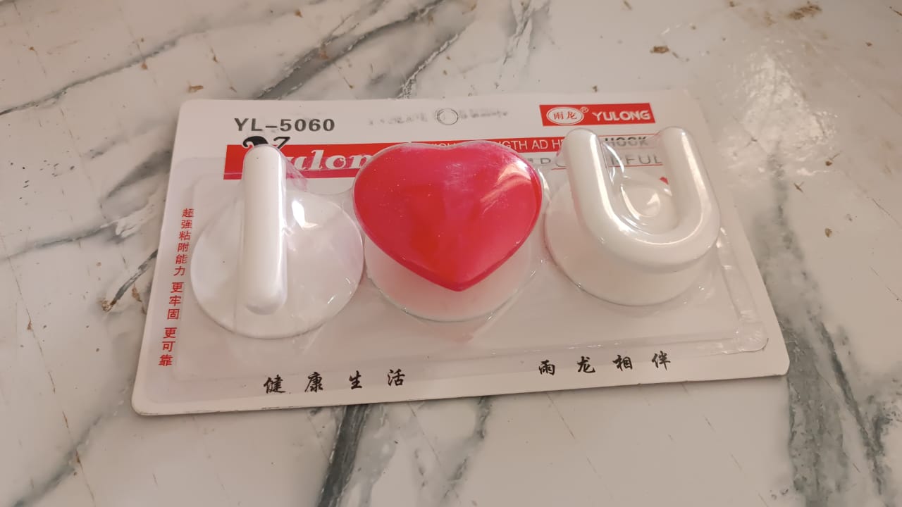 Adhesive Wall Hook Set  For KItchen, Bathroom & Home (3pc)