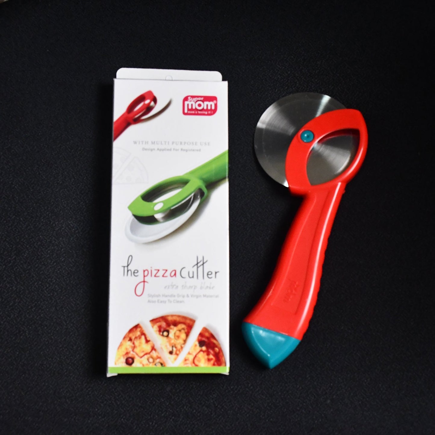 Supermom Premium Stainless Steel Pizza Cutter with Ergonomic Handle (1 Pc)